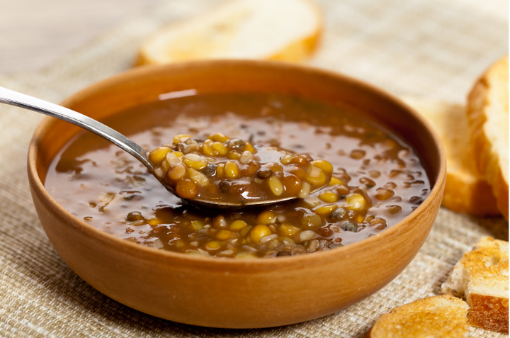 A bowl of lentil soup